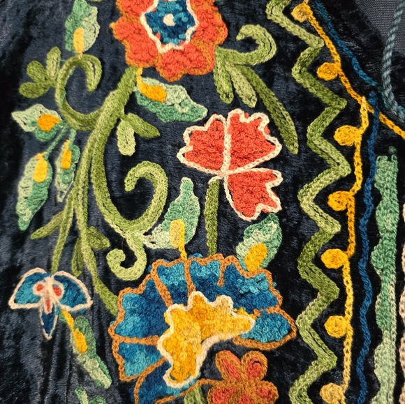 Embroidered Velvet Top with Floral Design - Picture 6 of 11